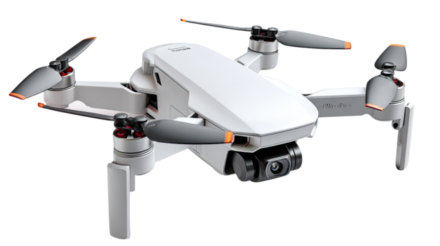 Mini Drone in Flight: A compact, unmanned aerial vehicle, the drone stands poised for flight, showcasing its sophisticated design and technological prowess.