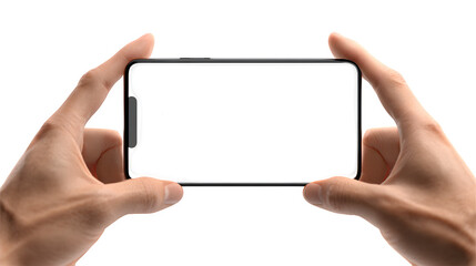 Hands holding phone ready for your app or game design with transparent background for easy integration