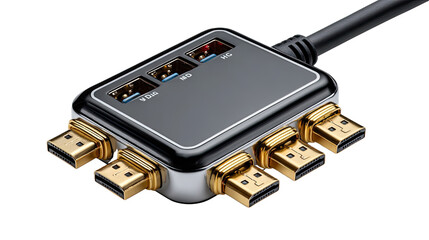 HDMI Switcher: a contemporary HDMI switch, showcasing multiple ports and sleek aesthetics for seamless connectivity.