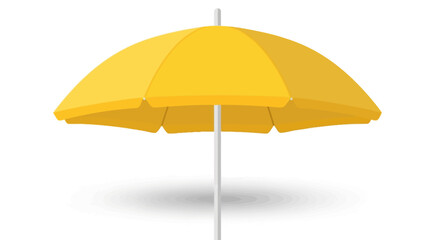 Bright yellow beach umbrella, isolated on white background.