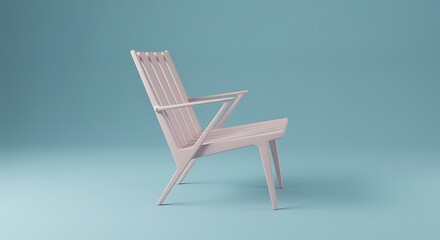 Minimalist pink chair on pastel blue background simple design furniture object modern seating relaxation concept contemporary indoor stylish interior