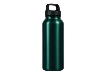 Metallic reusable water bottle emphasizing eco-friendly lifestyle against clean backdrop