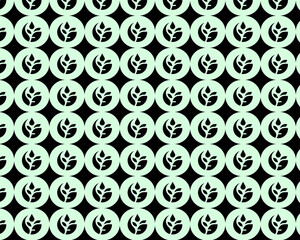 Geometric pattern with stylized leaves and circles