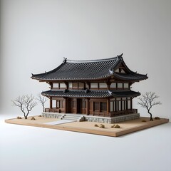 Obraz premium Oriental traditional house, tile-roofed house, AI Generative