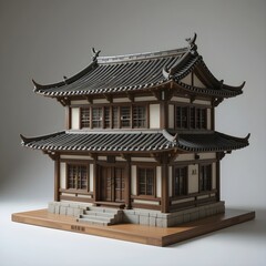 Fototapeta premium Oriental traditional house, tile-roofed house, AI Generative