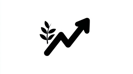 Stylized growth chart with a green leaf symbolizing sustainability and progress.