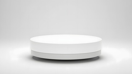 A minimalist white cylindrical display platform on a clean white background