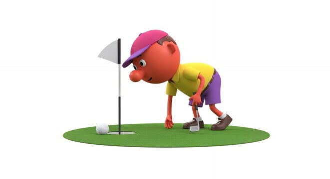 Cartoon character playing golf illustration - Powered by Adobe