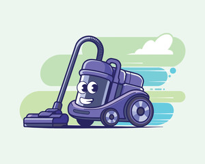 Happy Vacuum Cleaner Cartoon Illustration