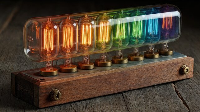 Colorful Nixie Tube Clock Display - Powered by Adobe
