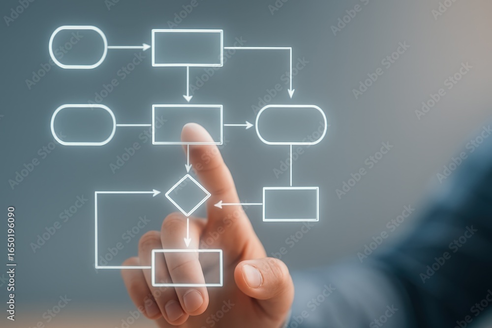 Poster flowchart displayed on a touch screen.