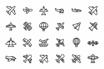 Collection of Airplane Icons Air Travel Transportation © RanjanKumar