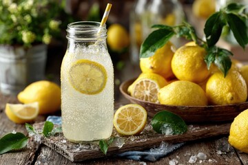 Fresh Lemonade Drink with Lemons