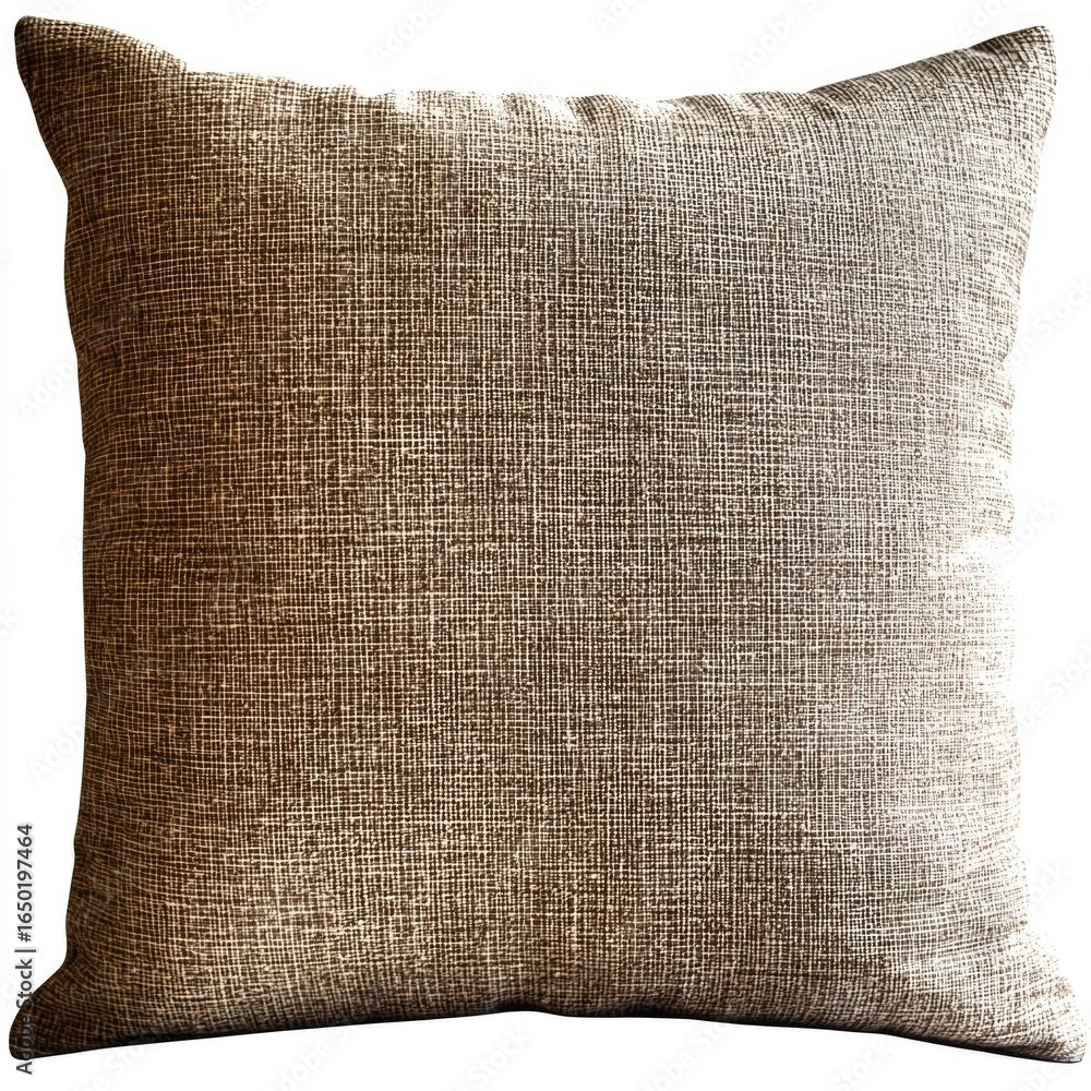 Poster cozy and inviting boho style throw pillow with a soft plush fabric texture in warm neutral tones lik
