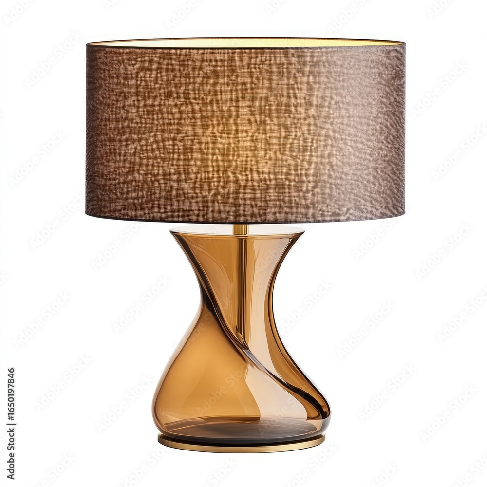 Poster elegant brass table lamp with a modern design and soft warm illumination isolated on a clean white b