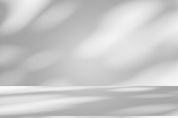 Obraz premium Wall interior background, studio and backdrops show products.with shadow from window color white and grey. background for text insertion and presentation product 