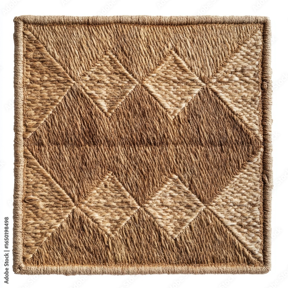 Poster beautifully crafted geometric textured rug with soft natural tones featuring a woven pattern of repe