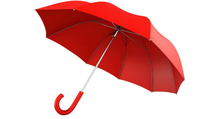 Red umbrella, protection from rain, weather element on transparent background