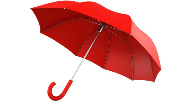 Red umbrella, protection from rain, weather element on transparent background