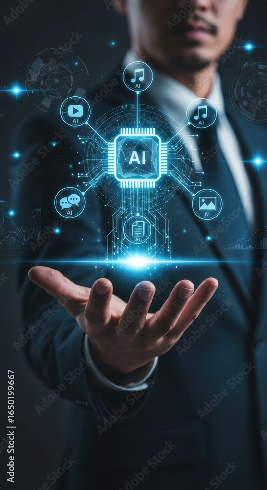 Aufkleber artificial intelligence technology innovation digital business futuristic data network virtual inter