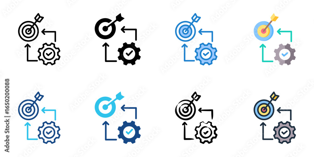 Poster effective work icon set multiple style collection