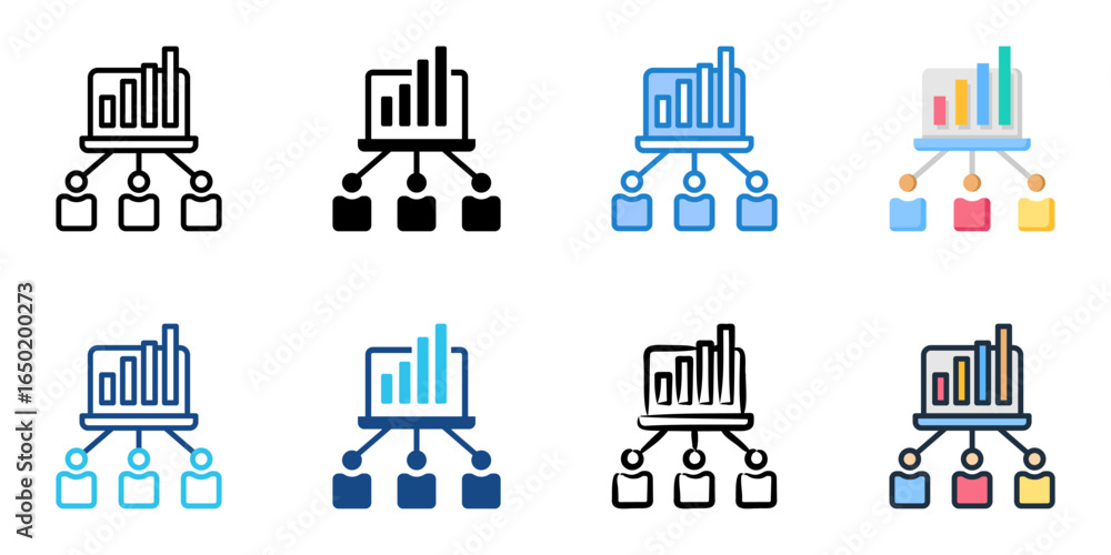Poster remote work efficiency icon set multiple style collection