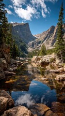 Fototapeta premium Mountain lake reflecting a vibrant sky (1)