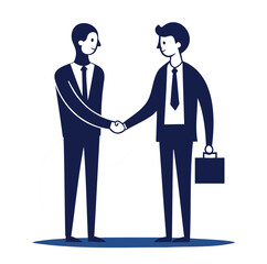 Minimalist Vector Silhouette of Business People Handshake on White Background