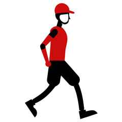 Stylized runner in red and black outfit