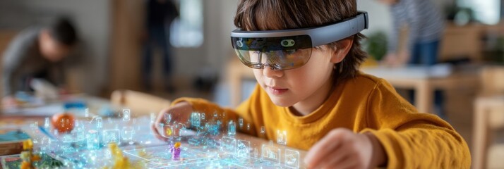 Child Engages With Holographic Technology in Creative Playtime Setting