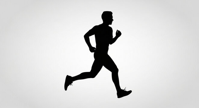 Silhouette of man running exercise fitness jogging workout cardio training marathon runner sport 10k race