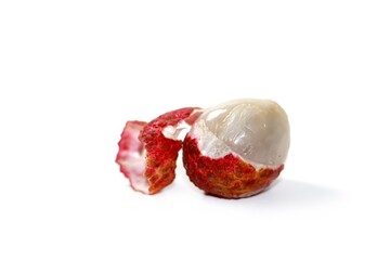 Lychee fruit put on isolation and white background, photos close up style.
