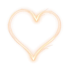 An ethereal glowing heart outline, drawn with warm golden light strokes on a clean white background, symbolizing love and affection.