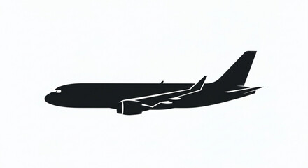 Airplane vector graphic design for travel and aviation industry black silhouette commercial aircraft illustration