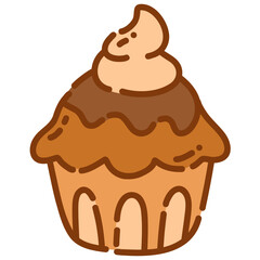  chocolate cupcake in cartoon vector