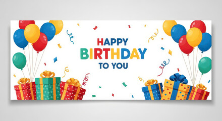 Happy Birthday Celebration with Gifts and Balloons