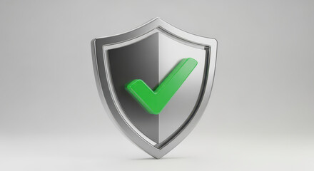 Secure Shield with Green Check Mark Symbol of Protection and Safety