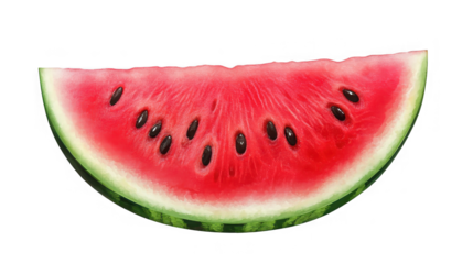 Fresh watermelon slice with seeds, vibrant red fruit for summer on transparent background
