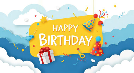 Happy Birthday Celebration with Festive Decorations and Gifts