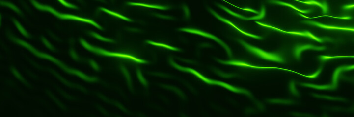 Abstract green and black wavy background.