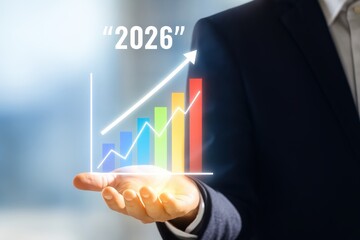 Projected growth chart displayed in hand.