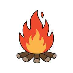 Campfire illustration warm glowing flames cozy outdoor fire camping essential vector graphic