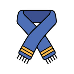 Blue knitted scarf with yellow stripes winter accessory warm neckwear fashion clothing isolated vector