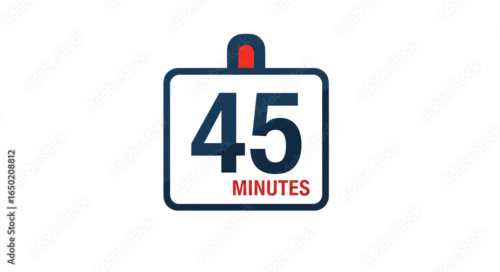 Aufkleber calendar icon showing 45 minutes isolated on transparent background for time management and scheduli