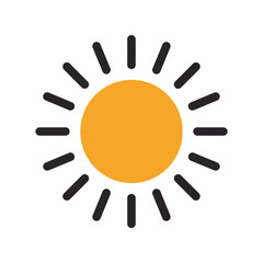 Bright sun icon sunny day weather symbol summer heat graphic daylight illustration