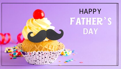 Father's Day cupcake with mustache and cherry