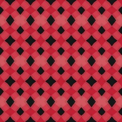 Seamless vintage plaid fabric pattern with red, pink, and black checkered design