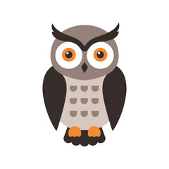 Cute cartoon owl illustration wise bird nocturnal animal forest creature vector graphic