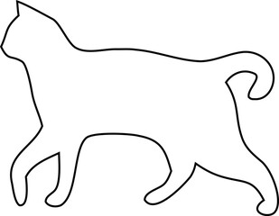 Vector cat drawing in outline style for spooky Halloween decor and minimal pet logos.