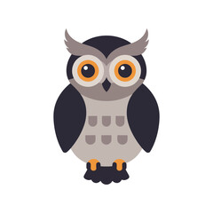 Cute cartoon owl illustration wise bird nocturnal animal forest creature isolated vector graphic